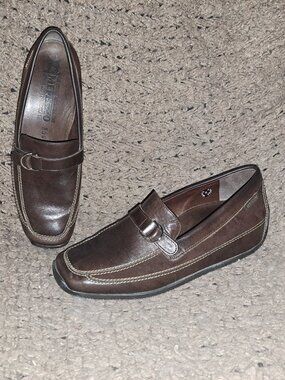 MEPHISTO-Leather & Suede Monk Strap-Brown Hidden Heel Loafers-Sz 7-Near Mint